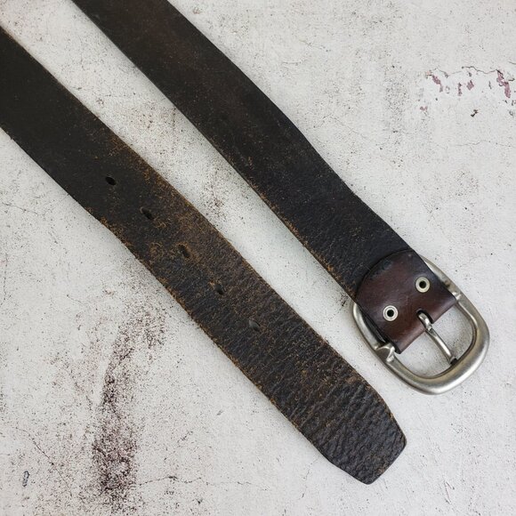 Vintage FOSSIL 100% Leather Belt Brown Studded size S Western Boho Grunge - Picture 3 of 11